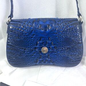 Brahmin Nerida Shoulder Bag. Blue Croc.